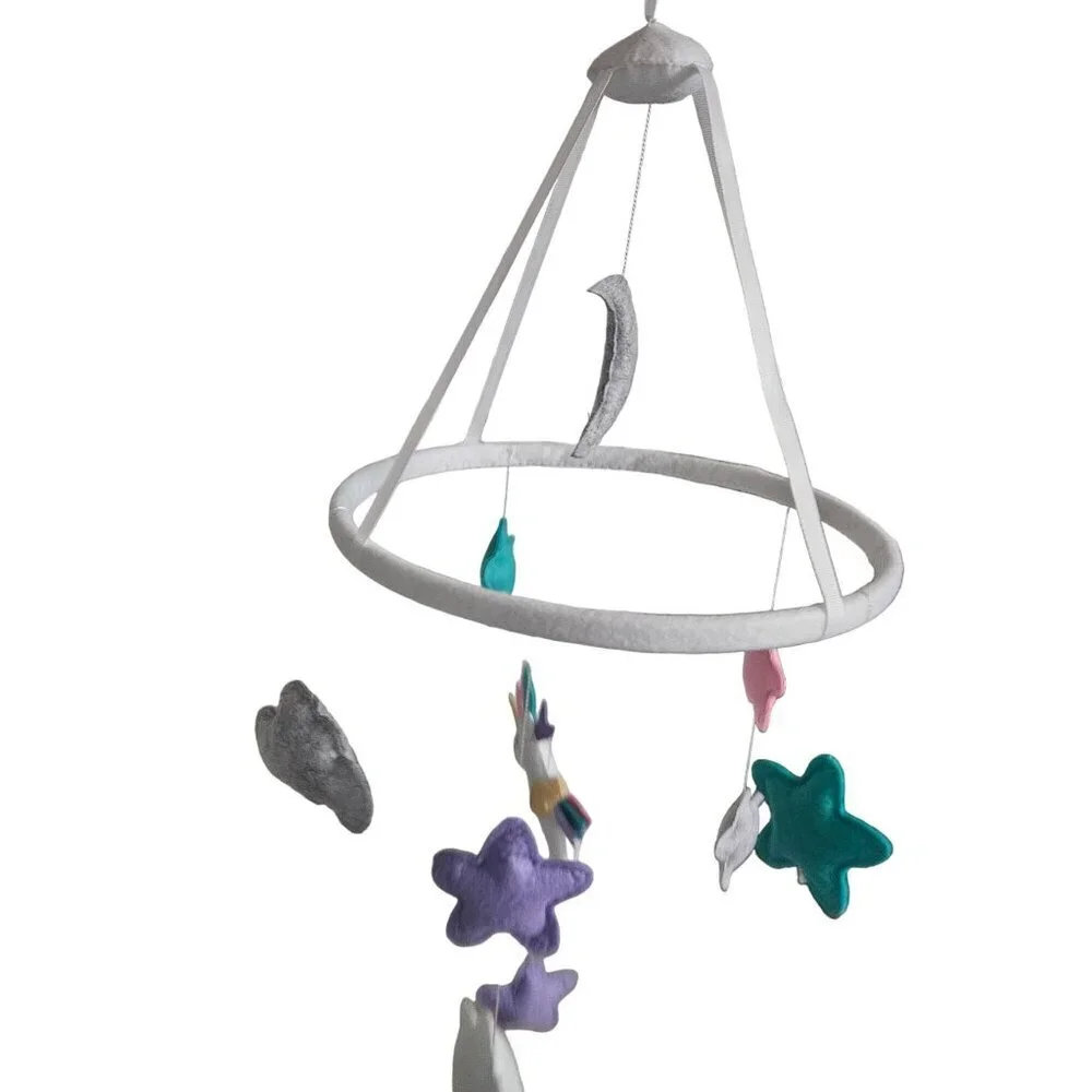 Land Of Luna Unicorn Mobile Nursery Decor Stars‎ Clouds Purple Plushy Celestial